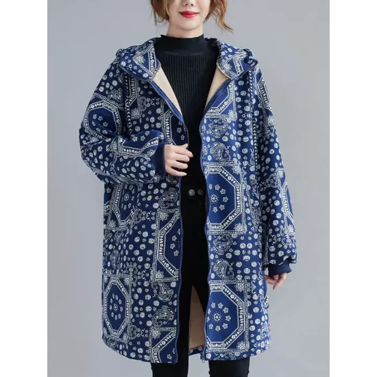 Vintage Ramie Cotton Printing Outerwear&Coat