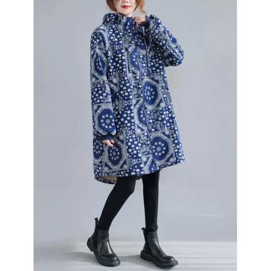 Vintage Ramie Cotton Printing Outerwear&Coat