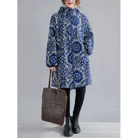 Vintage Ramie Cotton Printing Outerwear&Coat