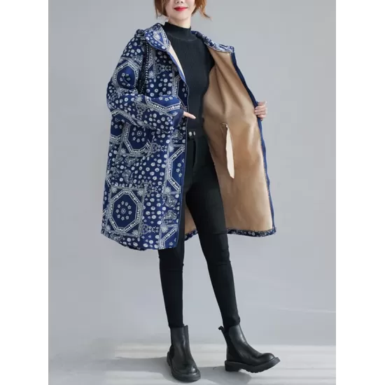 Vintage Ramie Cotton Printing Outerwear&Coat