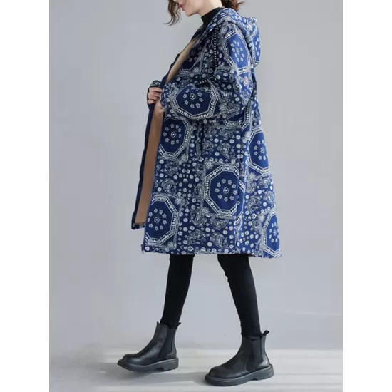 Vintage Ramie Cotton Printing Outerwear&Coat