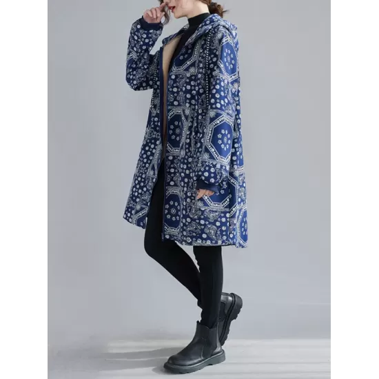 Vintage Ramie Cotton Printing Outerwear&Coat