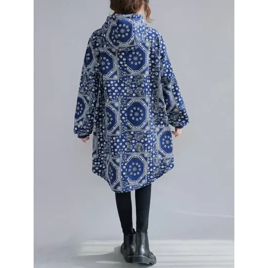 Vintage Ramie Cotton Printing Outerwear&Coat