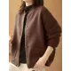 Artistic Retro Loose Long Sleeves Buttoned Solid Color Stand Collar Outerwear