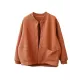 Artistic Retro Loose Long Sleeves Buttoned Solid Color Stand Collar Outerwear