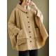 Loose Solid Color Buttoned Hooded Long Sleeves Trench Coat