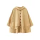 Loose Solid Color Buttoned Hooded Long Sleeves Trench Coat