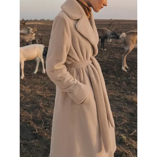 Original Creation Long Sleeves Loose Keep Warm Solid Color Notched Collar Coats