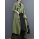 Loose Long Sleeves Drawstring Split-Joint Lapel Trench Coats