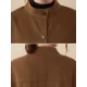 Vintage Long Sleeves Loose Buttoned Solid Color High-Neck Outerwear