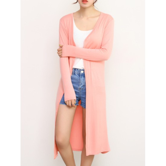 Casual Loose Long Sleeves Solid Color Outerwear