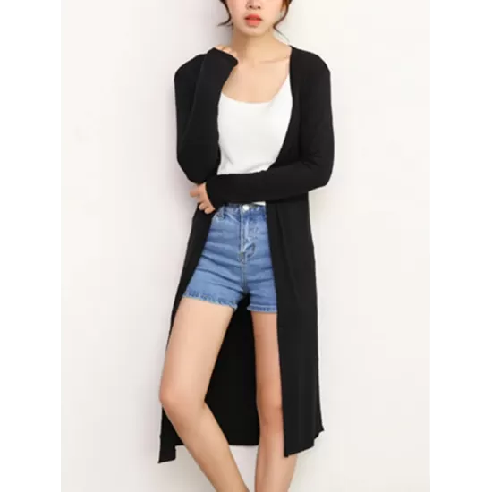 Casual Loose Long Sleeves Solid Color Outerwear