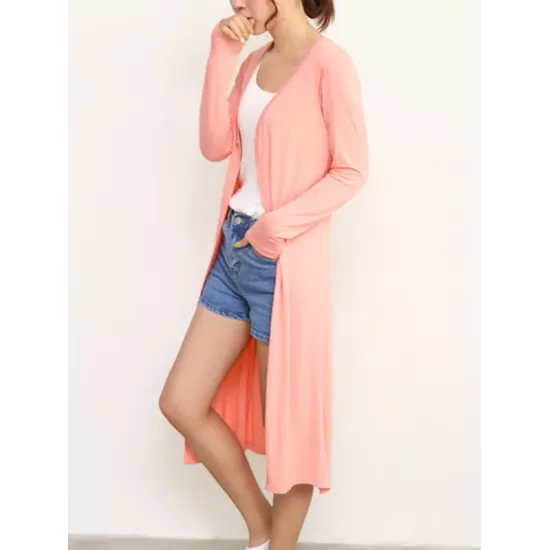 Casual Loose Long Sleeves Solid Color Outerwear