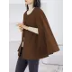 Casual Loose Solid Color Round-Neck Cape Outerwear