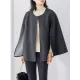 Casual Loose Solid Color Round-Neck Cape Outerwear