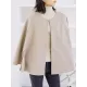 Casual Loose Solid Color Round-Neck Cape Outerwear