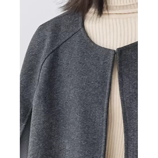 Casual Loose Solid Color Round-Neck Cape Outerwear