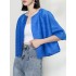 Casual Loose Half Sleeves Pleated Solid Color Outerwear