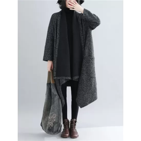 Thicken Gray Long Sleeve Coat Outerwear