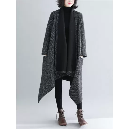 Thicken Gray Long Sleeve Coat Outerwear