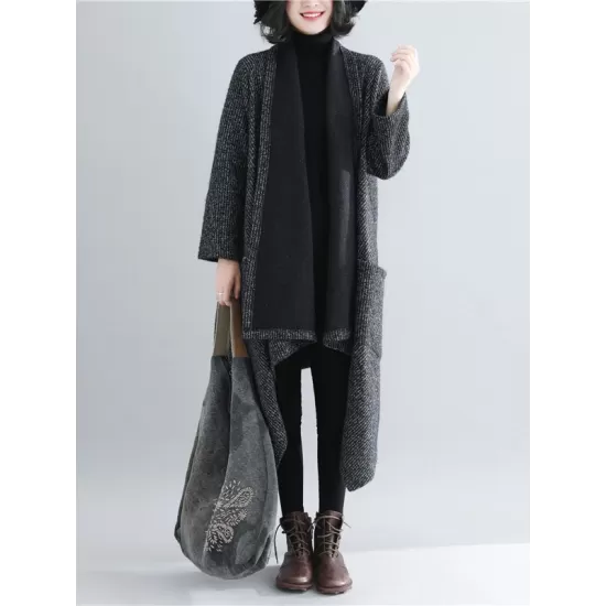 Thicken Gray Long Sleeve Coat Outerwear