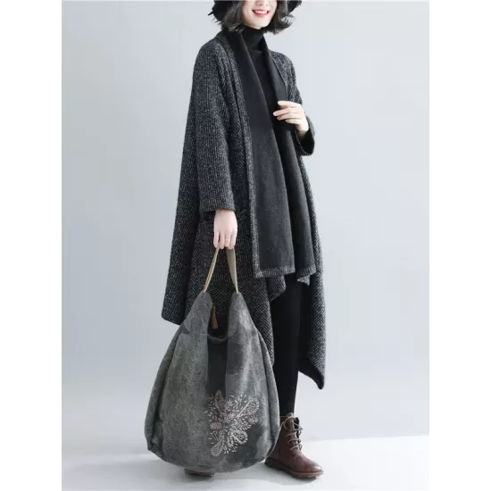 Thicken Gray Long Sleeve Coat Outerwear