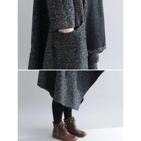 Thicken Gray Long Sleeve Coat Outerwear