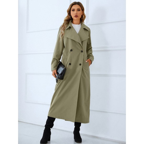 Loose Buckle Solid Color Lapel Collar Coat