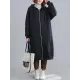 Casual Loose Long Sleeves Solid Color Hooded Outerwear