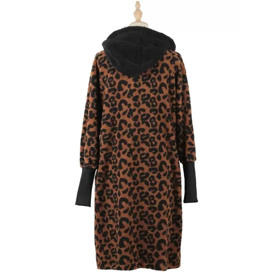 Casual Loose Leopard Patchwork Lapel Collar Coat