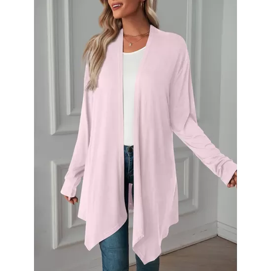 Solid Color Long Sleeves Loose Statement Collar Outerwear