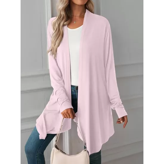 Solid Color Long Sleeves Loose Statement Collar Outerwear