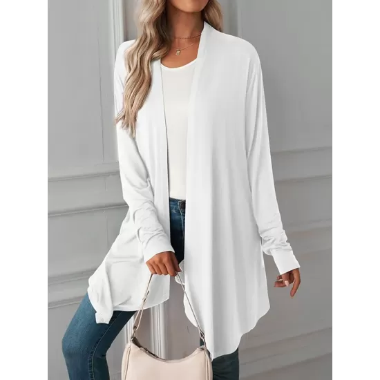 Solid Color Long Sleeves Loose Statement Collar Outerwear