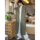 Artistic Retro Loose Simple Casual Solid Color Ramie Trench Coat