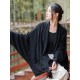 Casual Loose Batwing Sleeves Solid Color Outerwear