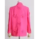 Flower-Embellished Solid Color Long Sleeves Lapel Outerwear Blazer