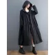 Casual Loose Solid Color Zipper Drawstring Long Sleeves Hooded Trench Coat