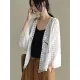 Seven-Quarter Sleeves Crochet Hollow Solid Color Outerwear