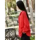 Soft Red Ramie Cotton Blouse Outwear