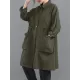 Casual Loose Solid Color Buttoned Lapel Collar Long Sleeves Trench Coat