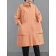 Casual Loose Solid Color Buttoned Lapel Collar Long Sleeves Trench Coat