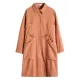 Casual Loose Solid Color Buttoned Lapel Collar Long Sleeves Trench Coat