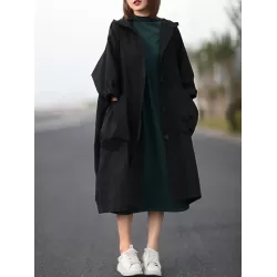 Original Solid Hooded Long Sleeve Outerwear&Coat