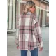 Casual Loose Buckle Plaid Polo Shirt Top