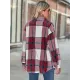 Casual Loose Buckle Plaid Polo Shirt Top