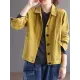 Vintage Loose Long Sleeves Buttoned Solid Color Lapel Collar Outerwear