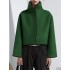 Vintage Loose Solid Color Stand Collar Jackets