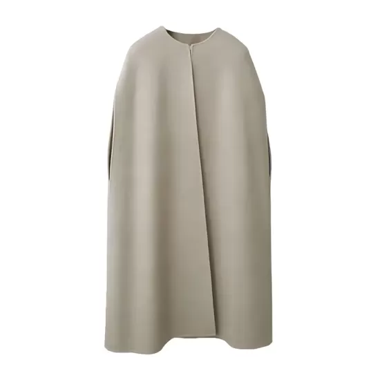 Simple Sleeveless Solid Color Round-Neck Cape Outerwear