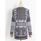 Original Creation Loose Long Sleeves Beads Printed V-Neck Blazer Outerwear