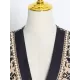 Original Creation Loose Long Sleeves Beads Printed V-Neck Blazer Outerwear